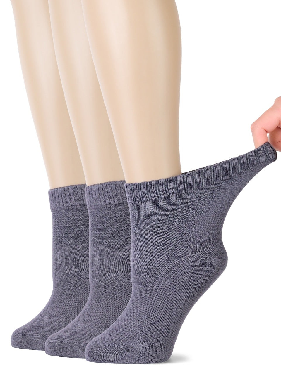 Women's Comfortable Diabetic Bamboo Ankle Socks for Swollen Legs, 3 Pairs